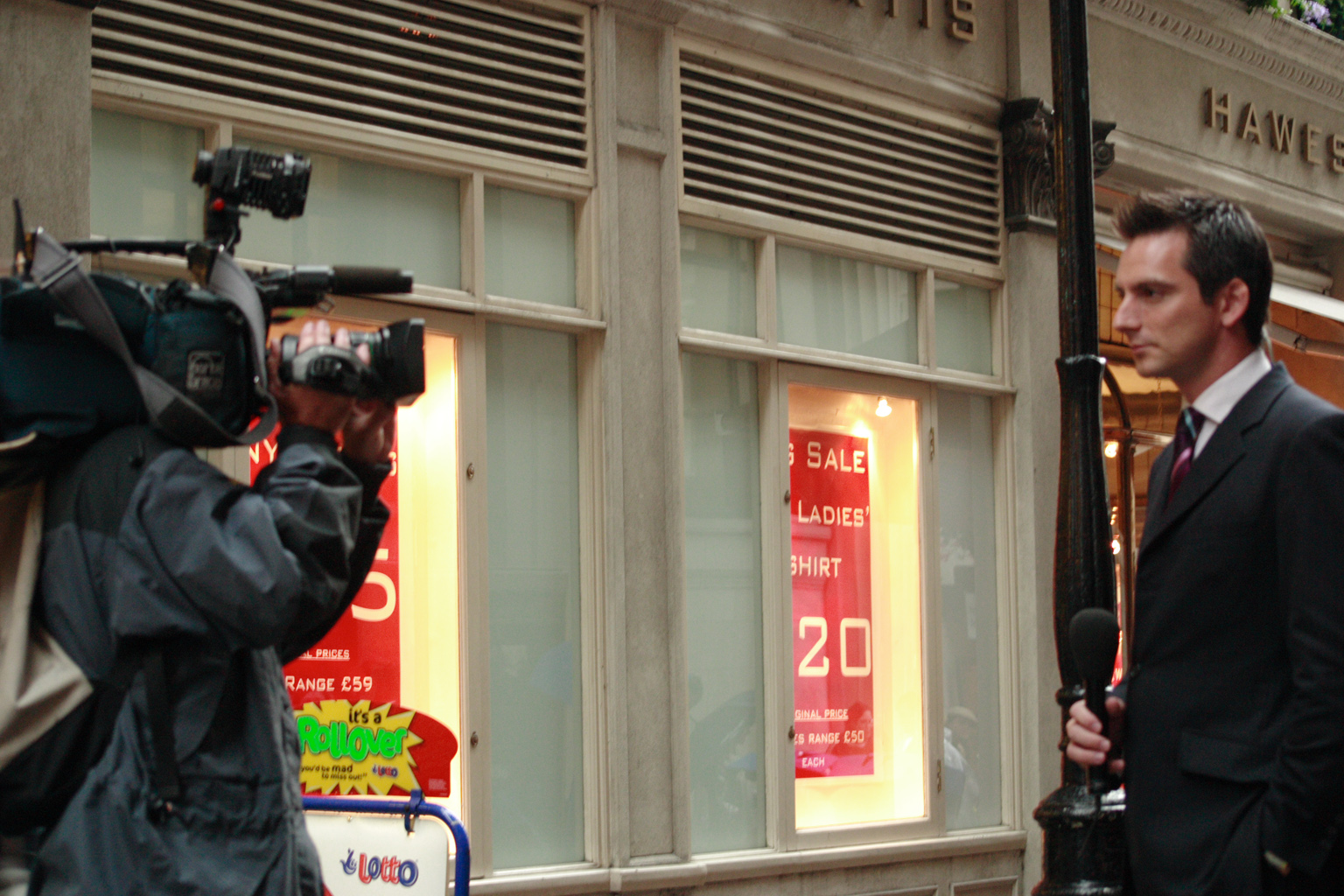 People queueing up for the Harry Potter book launch in London. Well ok, these two were here to interview the queuers!
