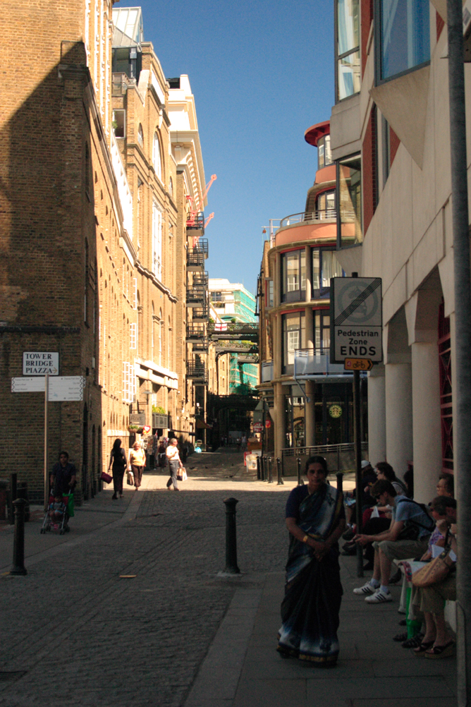 Old warehouses on south bank of the Thames East of Tower Bridge.